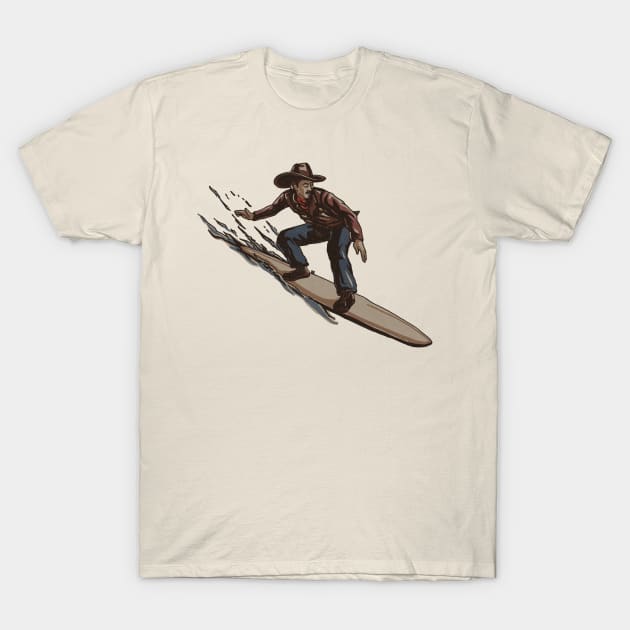 Surfing Cowboy T-Shirt by CleverILY